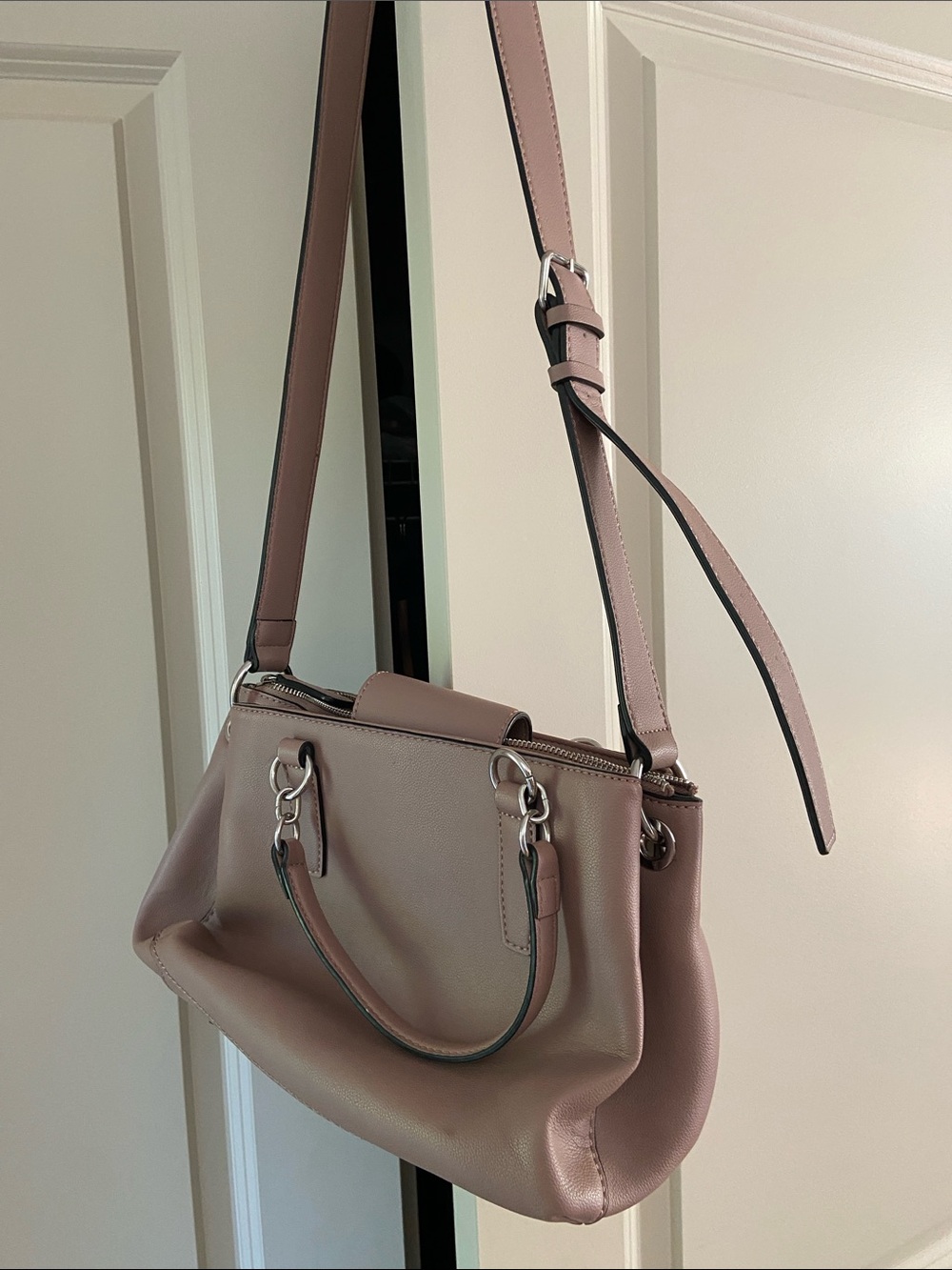 GUESS Dusty Rose Leather Crossbody Satchel - Picture 2 of 5